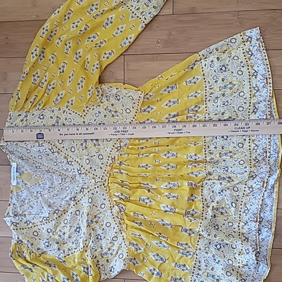 Anthropologie Prairie Boho Baby Doll Blouse V-neck print balloon Sleeves SZ L - Picture 11 of 12